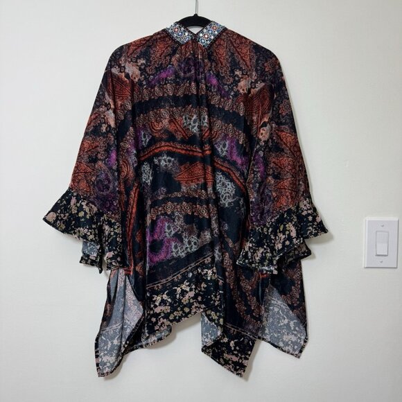 Soft Surroundings Velvet Kimono Wrap One Size Open Front Topper Jacket Boho New - Picture 6 of 8